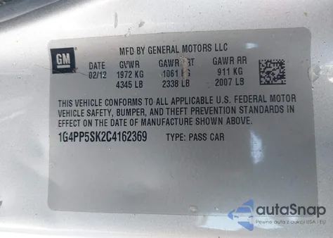 2012 Buick Verano from USA, damaged, VIN 1G4PP5SK2C4162369